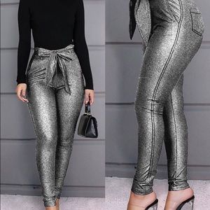 High waisted glitter pants